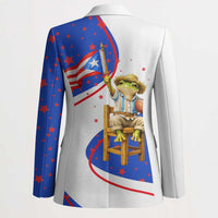 Puerto Rico Coquí Frog Football Fan Blazer Whimsical Cartoon Style with Patriotic Elements
