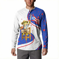 Puerto Rico Coquí Frog Football Fan Button Sweatshirt Whimsical Cartoon Style with Patriotic Elements
