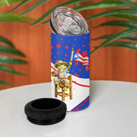 Puerto Rico Coquí Frog Football Fan 4 in 1 Can Cooler Tumbler Whimsical Cartoon Style with Patriotic Elements