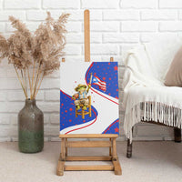 Puerto Rico Coquí Frog Football Fan Canvas Wall Art Whimsical Cartoon Style with Patriotic Elements