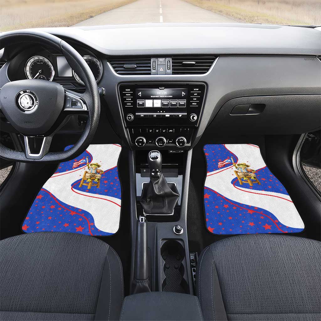 Puerto Rico Coquí Frog Football Fan Car Mats Whimsical Cartoon Style with Patriotic Elements