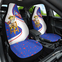 Puerto Rico Coquí Frog Football Fan Car Seat Cover Whimsical Cartoon Style with Patriotic Elements