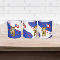 Puerto Rico Coquí Frog Football Fan Ceramic Mug Whimsical Cartoon Style with Patriotic Elements