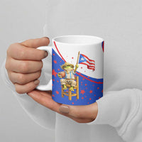 Puerto Rico Coquí Frog Football Fan Ceramic Mug Whimsical Cartoon Style with Patriotic Elements
