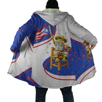 Puerto Rico Coquí Frog Football Fan Cloak Whimsical Cartoon Style with Patriotic Elements