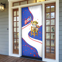 Puerto Rico Coquí Frog Football Fan Door Cover Whimsical Cartoon Style with Patriotic Elements