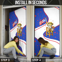 Puerto Rico Coquí Frog Football Fan Door Cover Whimsical Cartoon Style with Patriotic Elements