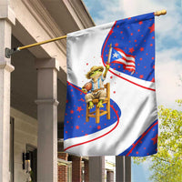 Puerto Rico Coquí Frog Football Fan Garden Flag Whimsical Cartoon Style with Patriotic Elements