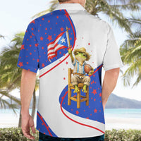 Puerto Rico Coquí Frog Football Fan Hawaiian Shirt Whimsical Cartoon Style with Patriotic Elements