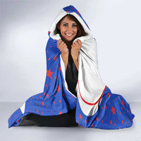 Puerto Rico Coquí Frog Football Fan Hooded Blanket Whimsical Cartoon Style with Patriotic Elements