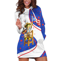 Puerto Rico Coquí Frog Football Fan Hoodie Dress Whimsical Cartoon Style with Patriotic Elements