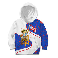 Puerto Rico Coquí Frog Football Fan Kid Hoodie Whimsical Cartoon Style with Patriotic Elements