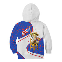 Puerto Rico Coquí Frog Football Fan Kid Hoodie Whimsical Cartoon Style with Patriotic Elements