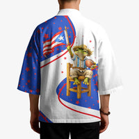 Puerto Rico Coquí Frog Football Fan Kimono Whimsical Cartoon Style with Patriotic Elements