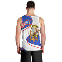 Puerto Rico Coquí Frog Football Fan Men Tank Top Whimsical Cartoon Style with Patriotic Elements