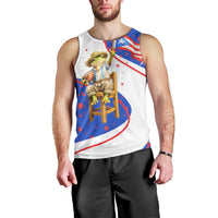 Puerto Rico Coquí Frog Football Fan Men Tank Top Whimsical Cartoon Style with Patriotic Elements