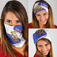 Puerto Rico Coquí Frog Football Fan Neck Gaiter Whimsical Cartoon Style with Patriotic Elements