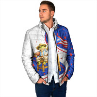 Puerto Rico Coquí Frog Football Fan Padded Jacket Whimsical Cartoon Style with Patriotic Elements