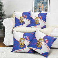 Puerto Rico Coquí Frog Football Fan Pillow Cover Whimsical Cartoon Style with Patriotic Elements