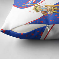 Puerto Rico Coquí Frog Football Fan Pillow Cover Whimsical Cartoon Style with Patriotic Elements