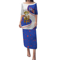 Puerto Rico Coquí Frog Football Fan Puletasi Whimsical Cartoon Style with Patriotic Elements