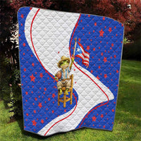 Puerto Rico Coquí Frog Football Fan Quilt Whimsical Cartoon Style with Patriotic Elements