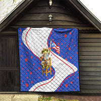 Puerto Rico Coquí Frog Football Fan Quilt Whimsical Cartoon Style with Patriotic Elements