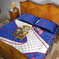 Puerto Rico Coquí Frog Football Fan Quilt Bed Set Whimsical Cartoon Style with Patriotic Elements
