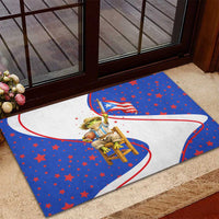 Puerto Rico Coquí Frog Football Fan Rubber Doormat Whimsical Cartoon Style with Patriotic Elements