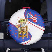 Puerto Rico Coquí Frog Football Fan Spare Tire Cover Whimsical Cartoon Style with Patriotic Elements