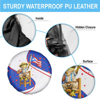 Puerto Rico Coquí Frog Football Fan Spare Tire Cover Whimsical Cartoon Style with Patriotic Elements