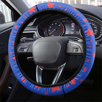 Puerto Rico Coquí Frog Football Fan Steering Wheel Cover Whimsical Cartoon Style with Patriotic Elements