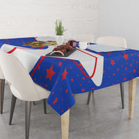 Puerto Rico Coquí Frog Football Fan Tablecloth Whimsical Cartoon Style with Patriotic Elements