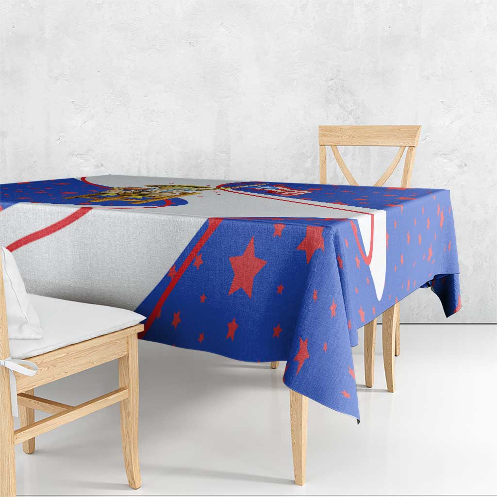 Puerto Rico Coquí Frog Football Fan Tablecloth Whimsical Cartoon Style with Patriotic Elements