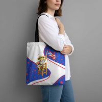 Puerto Rico Coquí Frog Football Fan Tote Bag Whimsical Cartoon Style with Patriotic Elements