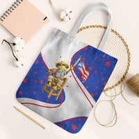 Puerto Rico Coquí Frog Football Fan Tote Bag Whimsical Cartoon Style with Patriotic Elements