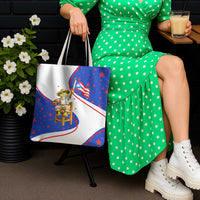 Puerto Rico Coquí Frog Football Fan Tote Bag Whimsical Cartoon Style with Patriotic Elements