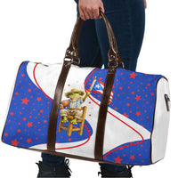 Puerto Rico Coquí Frog Football Fan Travel Bag Whimsical Cartoon Style with Patriotic Elements