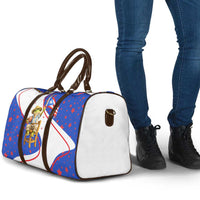 Puerto Rico Coquí Frog Football Fan Travel Bag Whimsical Cartoon Style with Patriotic Elements