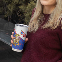 Puerto Rico Coquí Frog Football Fan Tumbler Cup Whimsical Cartoon Style with Patriotic Elements