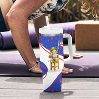 Puerto Rico Coquí Frog Football Fan Tumbler With Handle Whimsical Cartoon Style with Patriotic Elements
