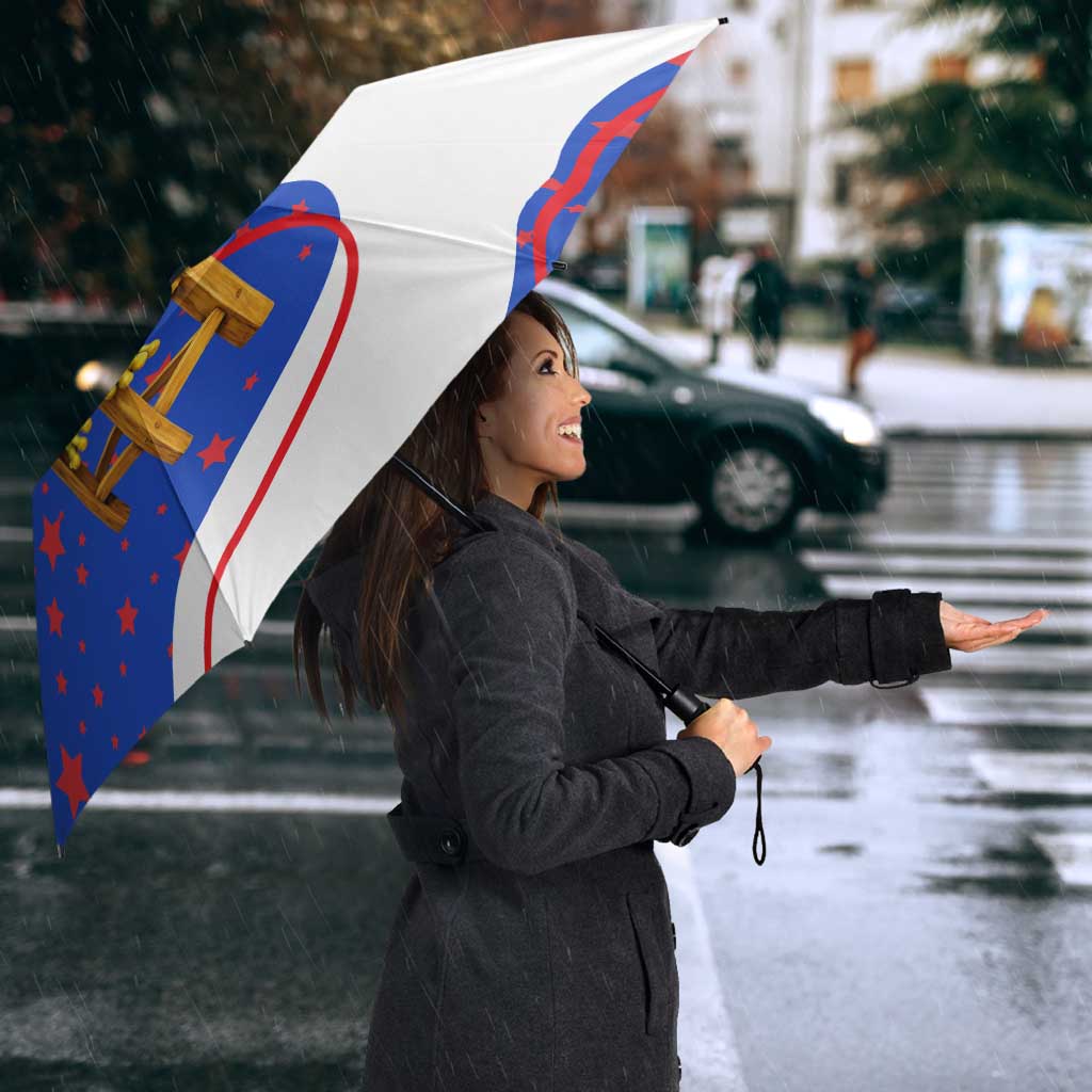 Puerto Rico Coquí Frog Football Fan Umbrella Whimsical Cartoon Style with Patriotic Elements