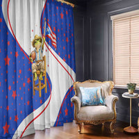 Puerto Rico Coquí Frog Football Fan Window Curtain Whimsical Cartoon Style with Patriotic Elements