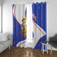 Puerto Rico Coquí Frog Football Fan Window Curtain Whimsical Cartoon Style with Patriotic Elements
