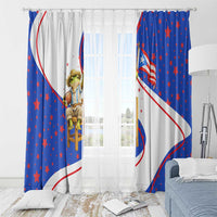Puerto Rico Coquí Frog Football Fan Window Curtain Whimsical Cartoon Style with Patriotic Elements