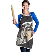 Cool Raccoon Drinking Iced Coffee Apron Funny Animal Meme Urban Night Photography