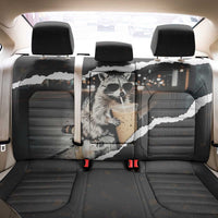 Cool Raccoon Drinking Iced Coffee Back Car Seat Cover Funny Animal Meme Urban Night Photography
