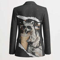 Cool Raccoon Drinking Iced Coffee Blazer Funny Animal Meme Urban Night Photography