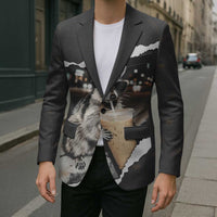 Cool Raccoon Drinking Iced Coffee Blazer Funny Animal Meme Urban Night Photography