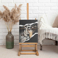 Cool Raccoon Drinking Iced Coffee Canvas Wall Art Funny Animal Meme Urban Night Photography